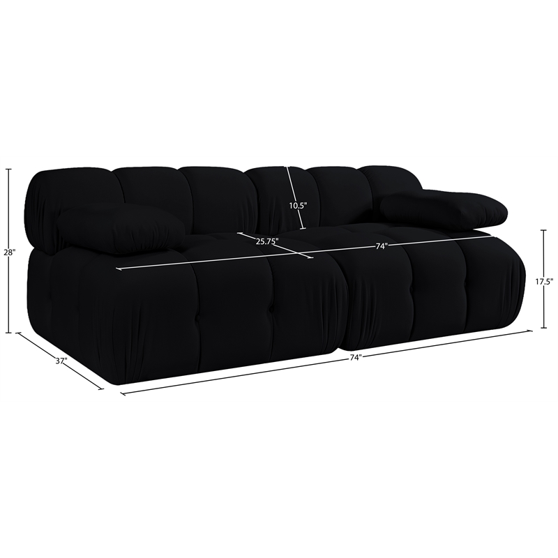 Meridian Furniture Orin Black Velvet Performance Fabric 2 pc. Modular Sofa