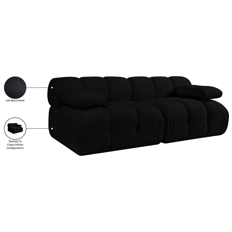 Meridian Furniture Orin Black Velvet Performance Fabric 2 pc. Modular Sofa