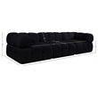 Meridian Furniture Orin Black Velvet Performance Fabric 3 pc. Modular Sofa