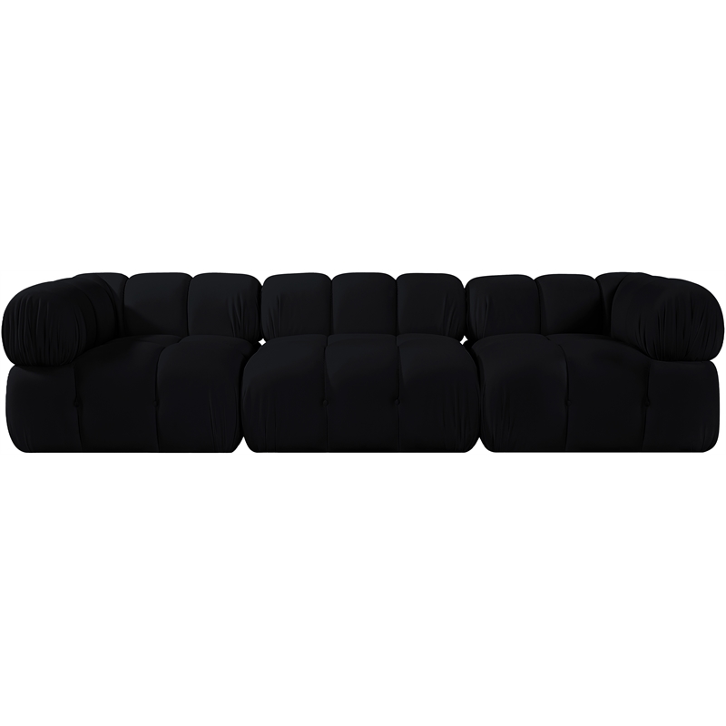 Meridian Furniture Orin Black Velvet Performance Fabric 3 pc. Modular Sofa