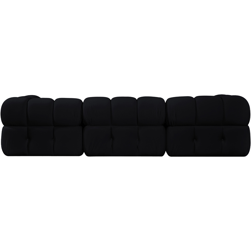 Meridian Furniture Orin Black Velvet Performance Fabric 3 pc. Modular Sofa