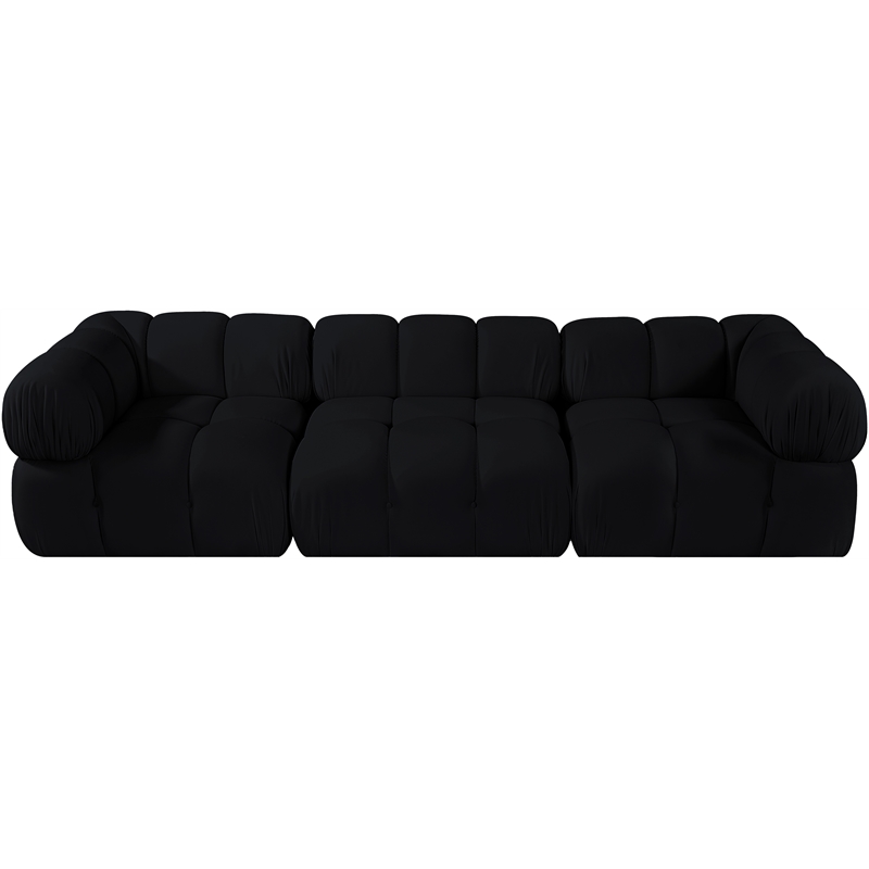 Meridian Furniture Orin Black Velvet Performance Fabric 3 pc. Modular Sofa