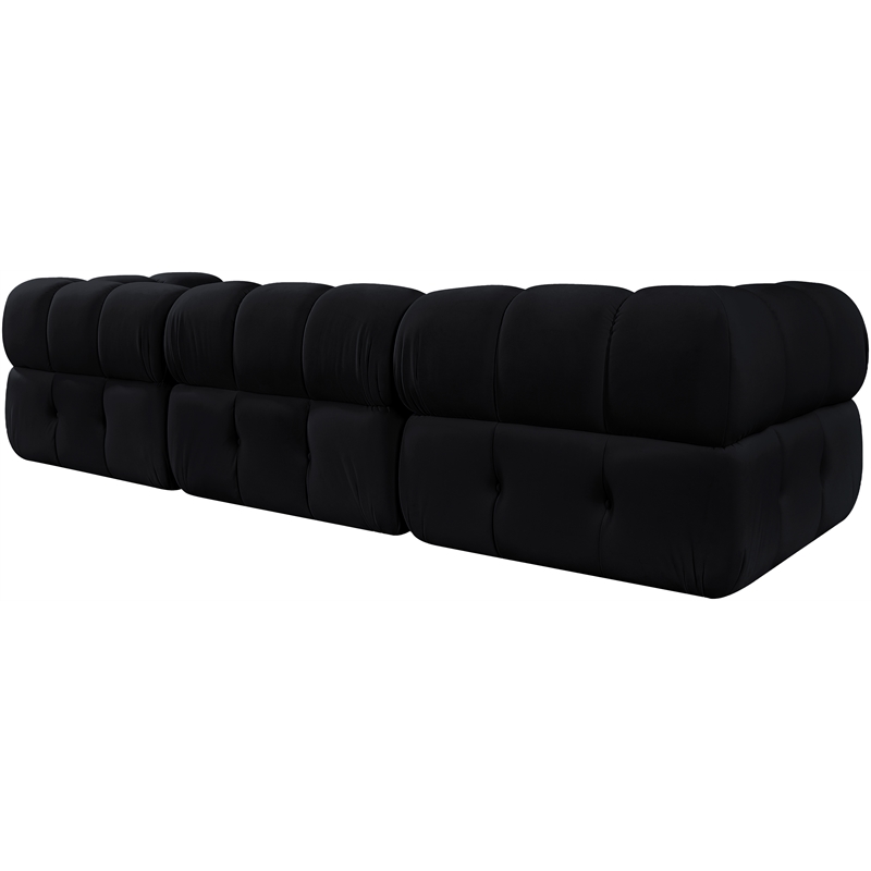 Meridian Furniture Orin Black Velvet Performance Fabric 3 pc. Modular Sofa