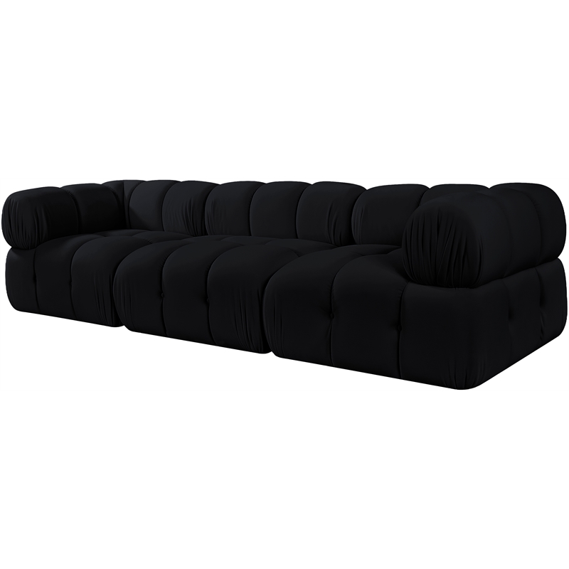 Meridian Furniture Orin Black Velvet Performance Fabric 3 pc. Modular Sofa