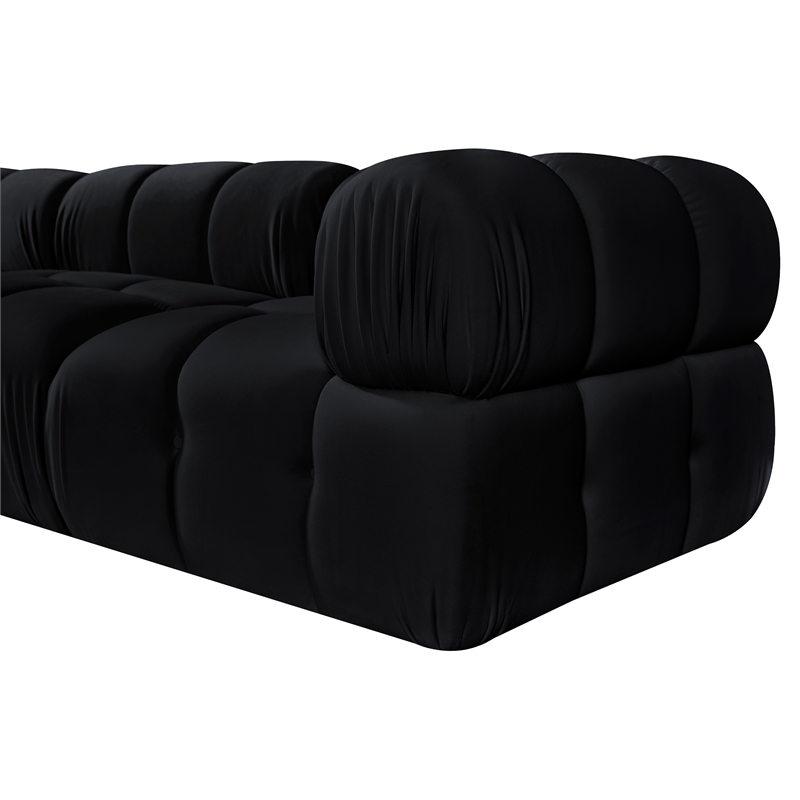 Meridian Furniture Orin Black Velvet Performance Fabric 3 pc. Modular Sofa