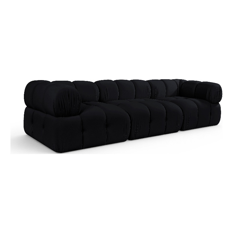 Meridian Furniture Orin Black Velvet Performance Fabric 3 pc. Modular Sofa