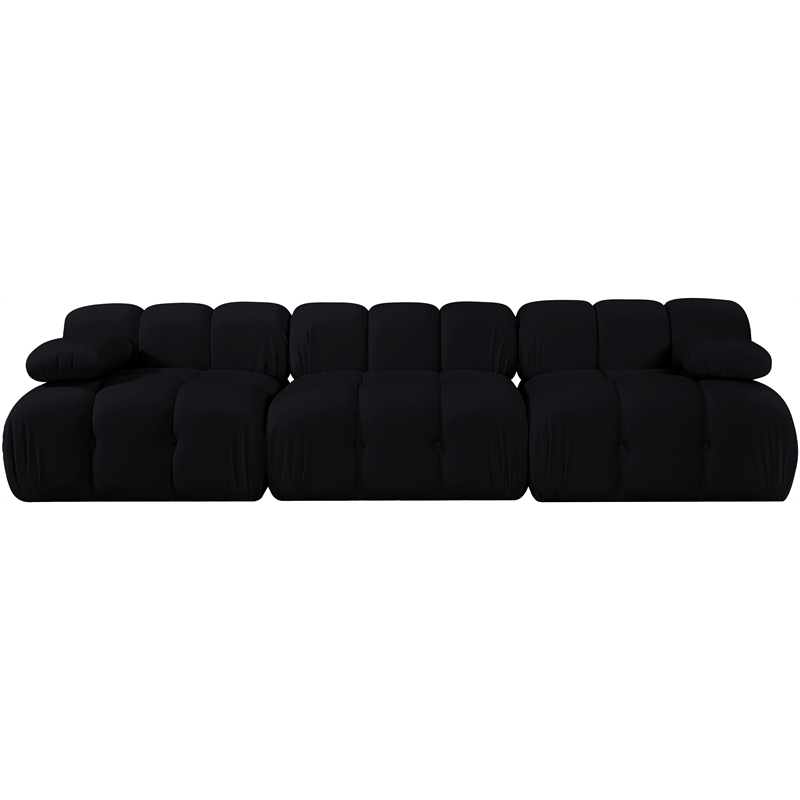 Meridian Furniture Orin Black Velvet Performance Fabric 3 pc. Modular Sofa