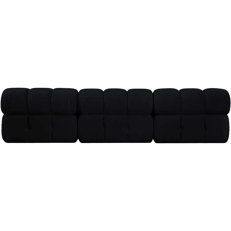 Meridian Furniture Orin Black Velvet Performance Fabric 3 pc. Modular Sofa