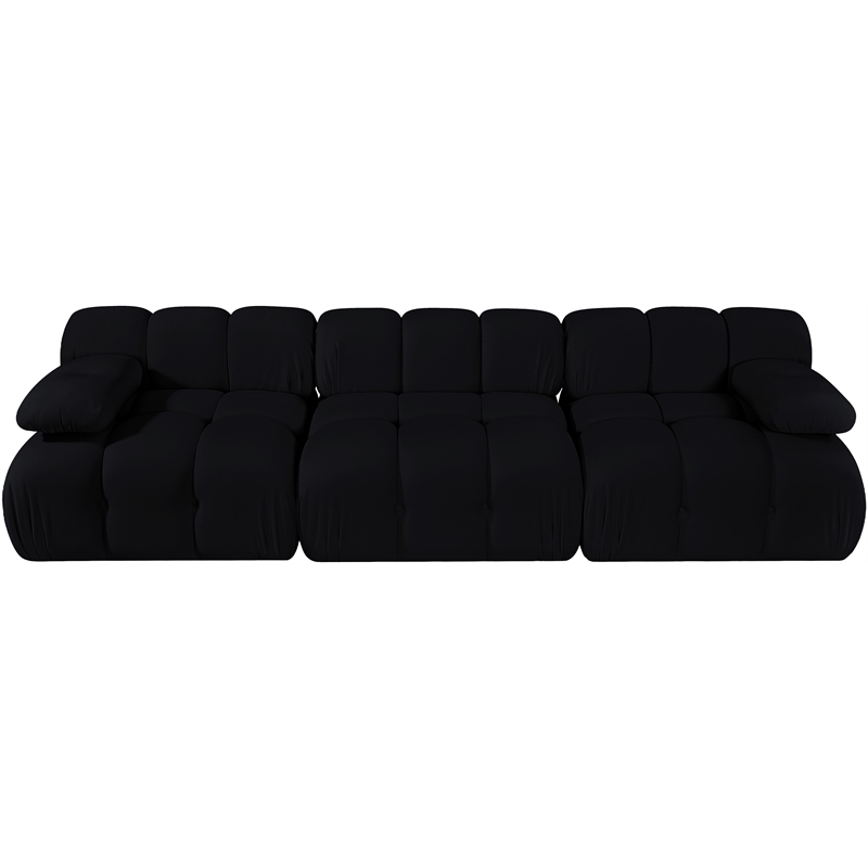 Meridian Furniture Orin Black Velvet Performance Fabric 3 pc. Modular Sofa