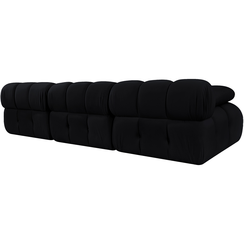Meridian Furniture Orin Black Velvet Performance Fabric 3 pc. Modular Sofa