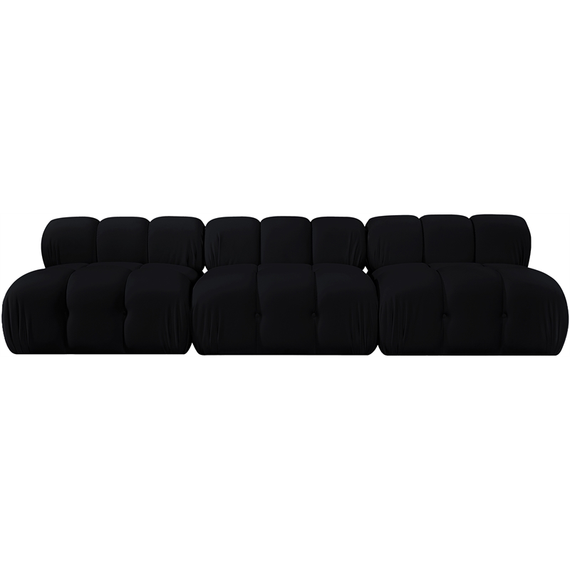 Meridian Furniture Orin Black Velvet Performance Fabric 3 pc. Modular Sofa