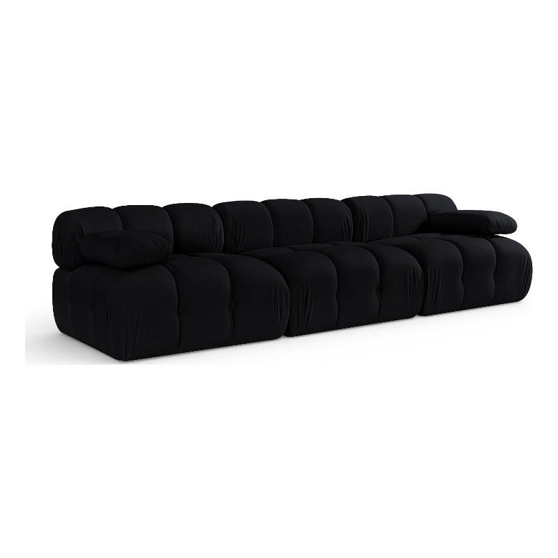 Meridian Furniture Orin Black Velvet Performance Fabric 3 pc. Modular Sofa