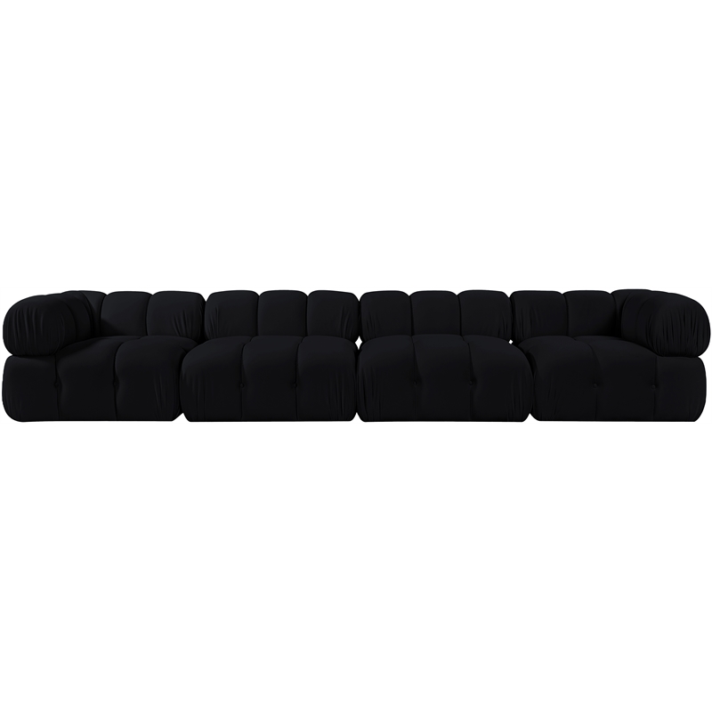 Meridian Furniture Orin Black Velvet Performance Fabric 4 pc. Modular Sofa
