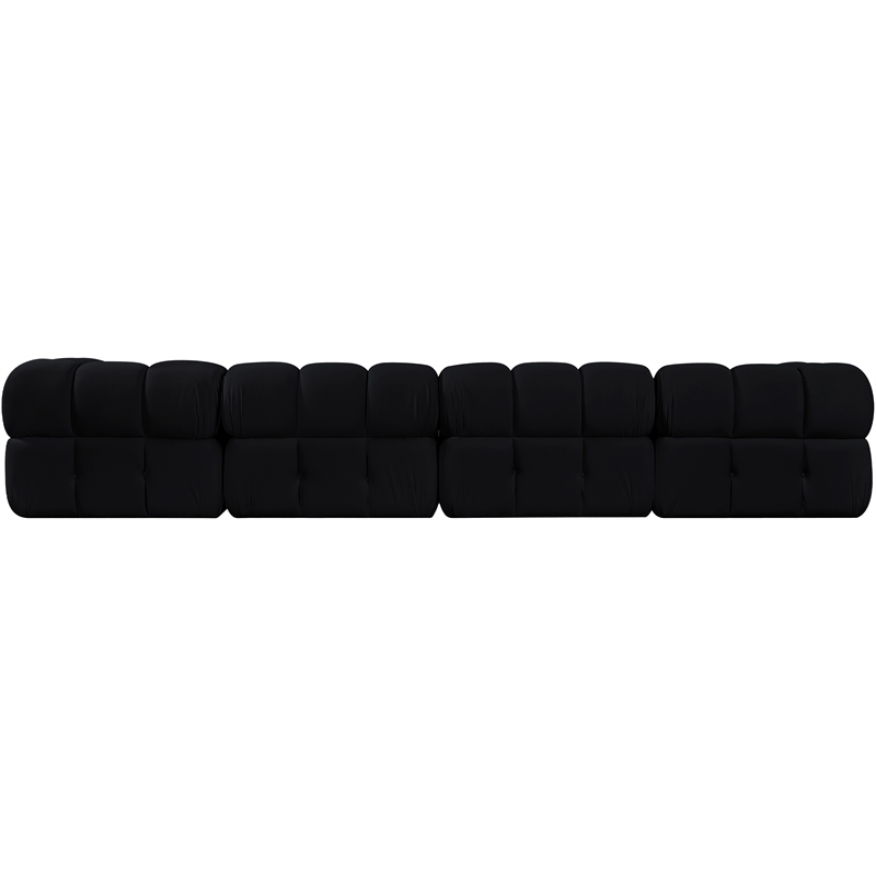 Meridian Furniture Orin Black Velvet Performance Fabric 4 pc. Modular Sofa