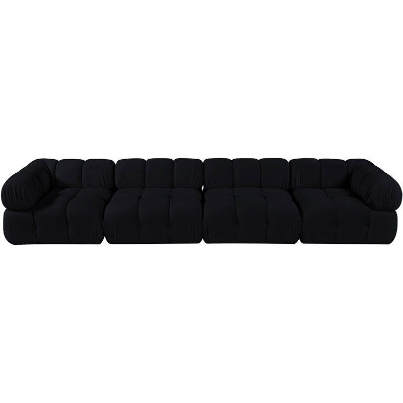 Meridian Furniture Orin Black Velvet Performance Fabric 4 pc. Modular Sofa