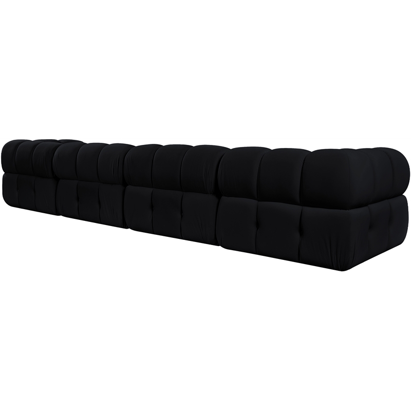 Meridian Furniture Orin Black Velvet Performance Fabric 4 pc. Modular Sofa