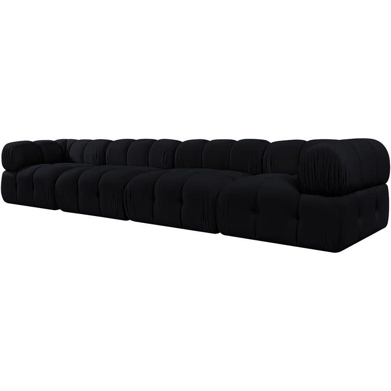 Meridian Furniture Orin Black Velvet Performance Fabric 4 pc. Modular Sofa