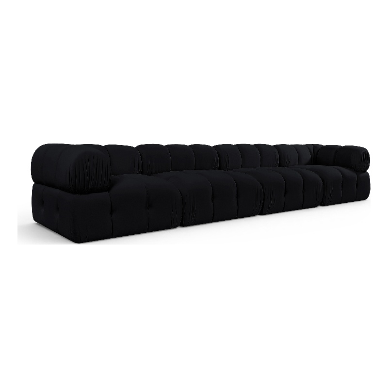Meridian Furniture Orin Black Velvet Performance Fabric 4 pc. Modular Sofa
