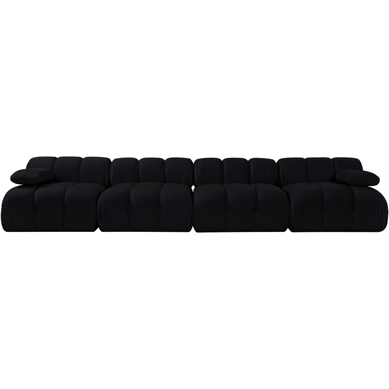 Meridian Furniture Orin Black Velvet Performance Fabric 4 pc. Modular Sofa