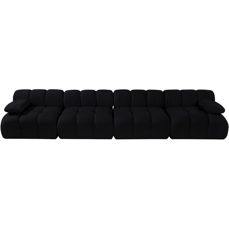 Meridian Furniture Orin Black Velvet Performance Fabric 4 pc. Modular Sofa