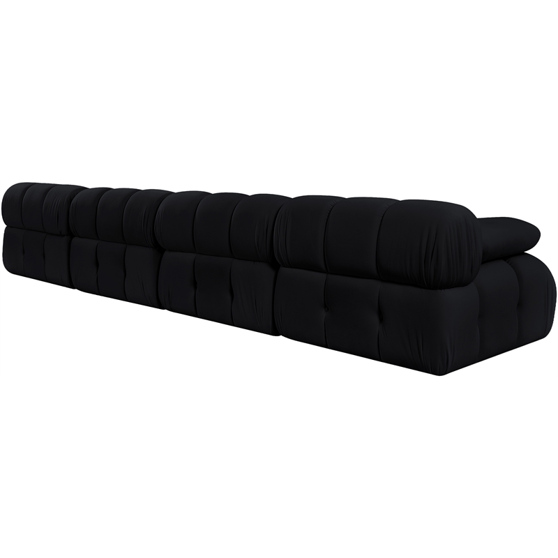 Meridian Furniture Orin Black Velvet Performance Fabric 4 pc. Modular Sofa