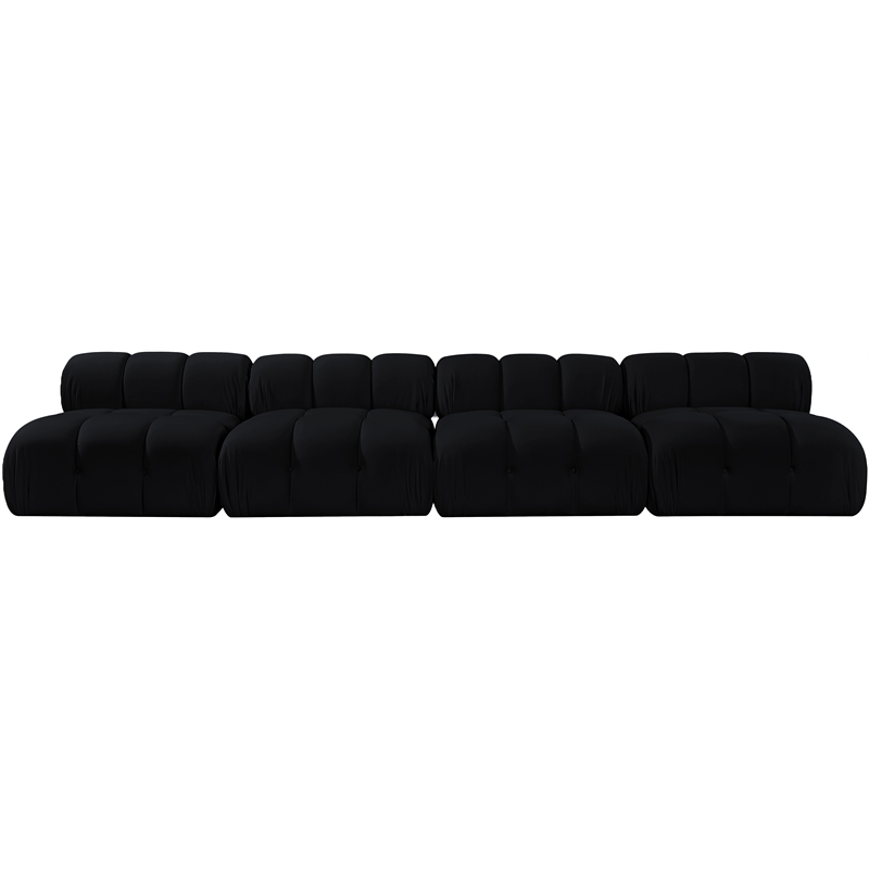 Meridian Furniture Orin Black Velvet Performance Fabric 4 pc. Modular Sofa