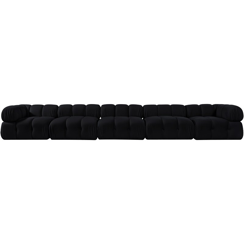 Meridian Furniture Orin Black Velvet Performance Fabric 5 pc. Modular Sofa