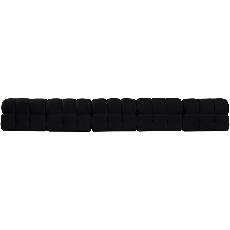 Meridian Furniture Orin Black Velvet Performance Fabric 5 pc. Modular Sofa