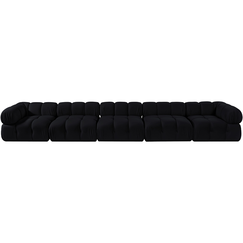 Meridian Furniture Orin Black Velvet Performance Fabric 5 pc. Modular Sofa