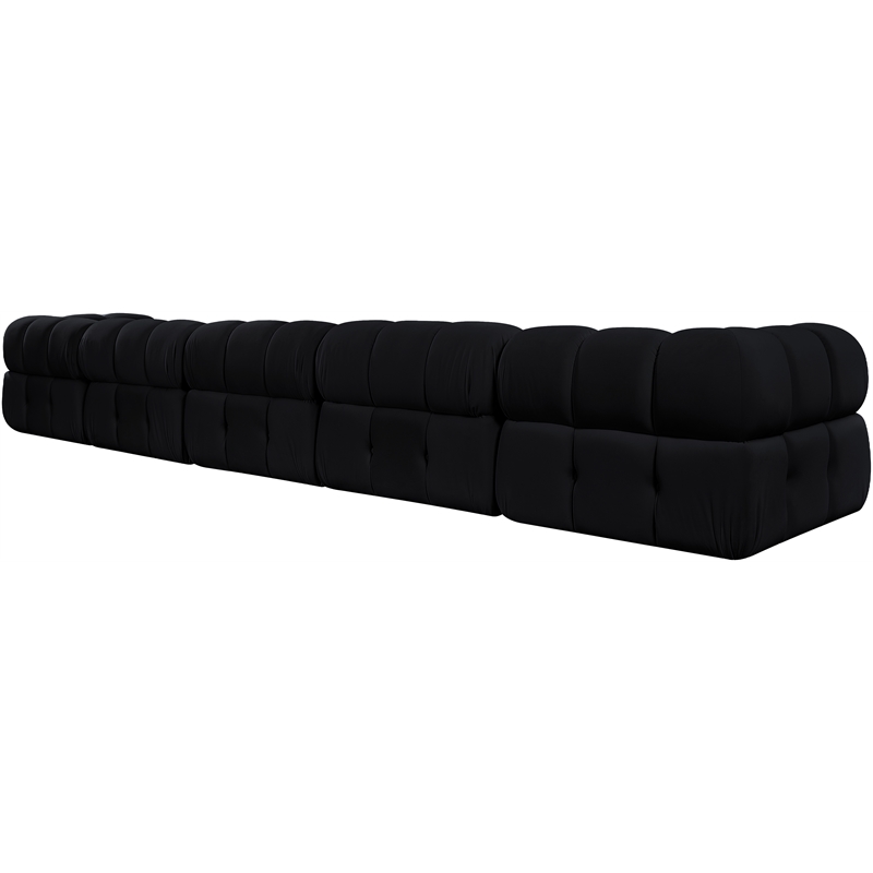 Meridian Furniture Orin Black Velvet Performance Fabric 5 pc. Modular Sofa