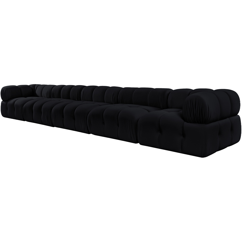 Meridian Furniture Orin Black Velvet Performance Fabric 5 pc. Modular Sofa