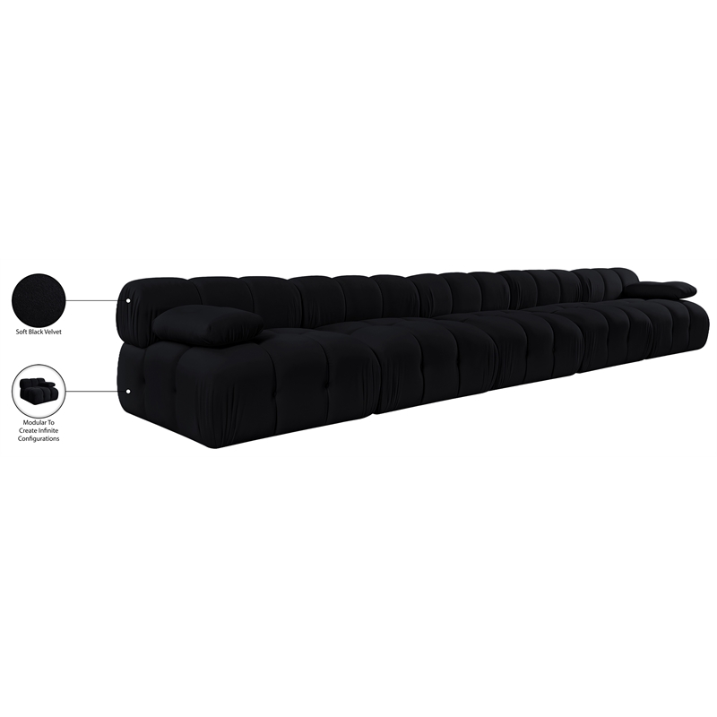 Meridian Furniture Orin Black Velvet Performance Fabric 5 pc. Modular Sofa