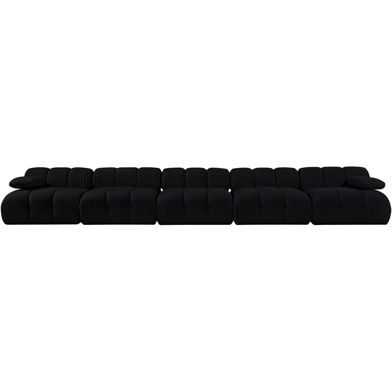 Meridian Furniture Orin Black Velvet Performance Fabric 5 pc. Modular Sofa