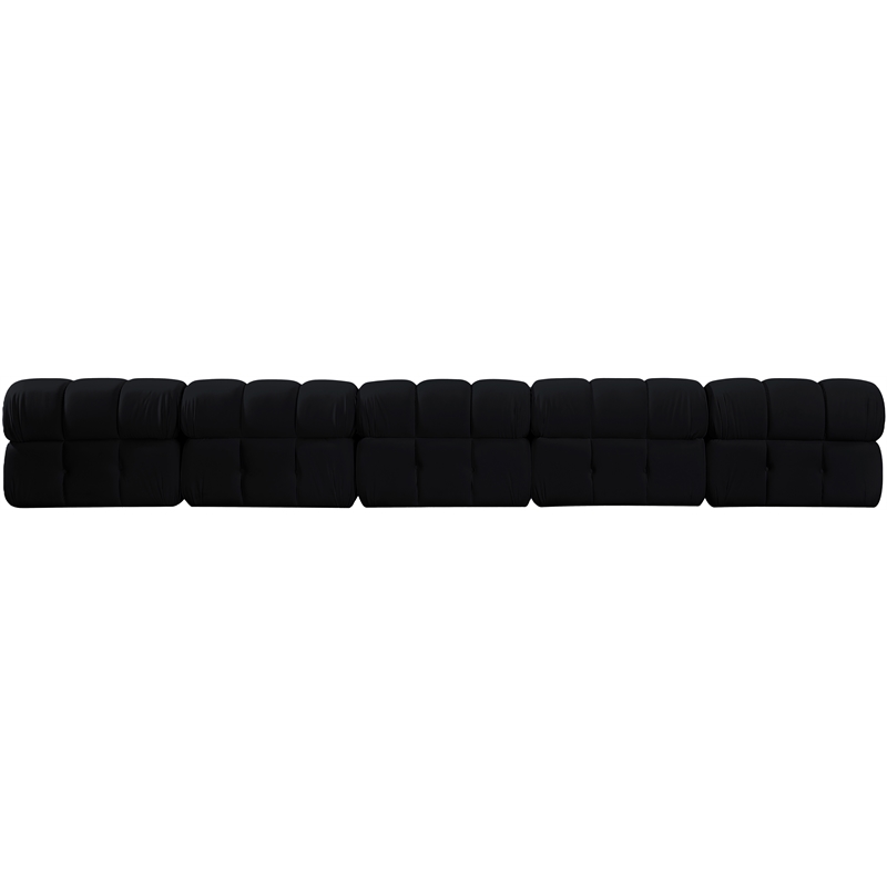 Meridian Furniture Orin Black Velvet Performance Fabric 5 pc. Modular Sofa