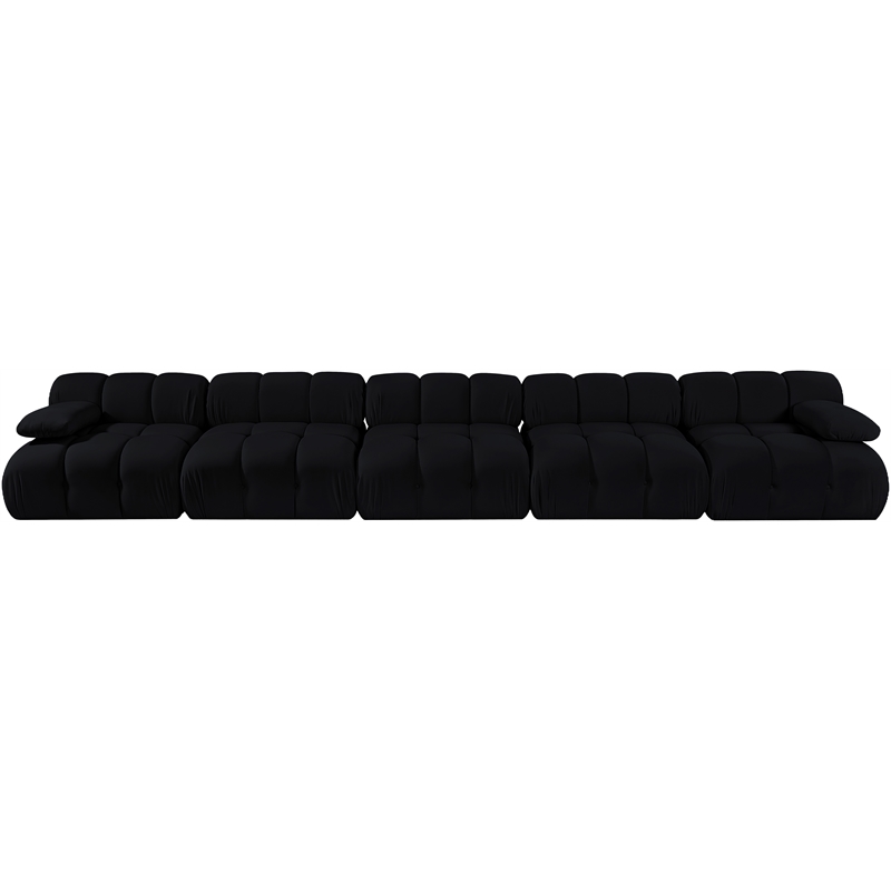 Meridian Furniture Orin Black Velvet Performance Fabric 5 pc. Modular Sofa