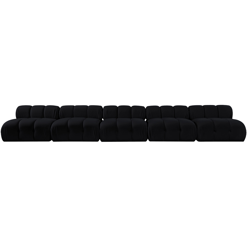 Meridian Furniture Orin Black Velvet Performance Fabric 5 pc. Modular Sofa