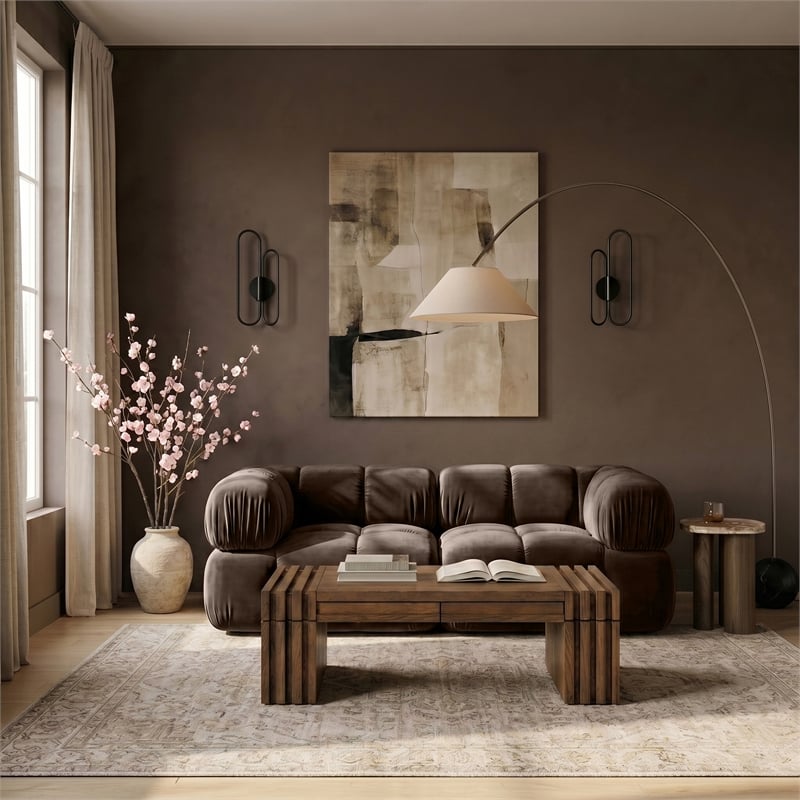 Meridian Furniture Orin Brown Velvet Performance Fabric 2 pc. Modular Sofa