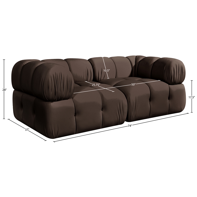 Meridian Furniture Orin Brown Velvet Performance Fabric 2 pc. Modular Sofa