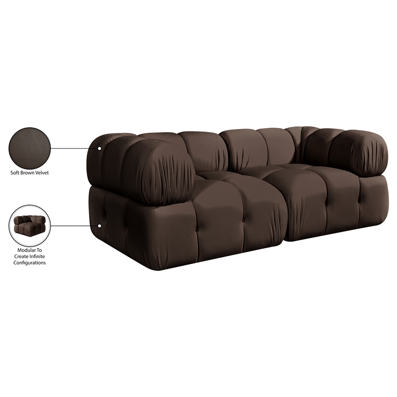 Meridian Furniture Orin Brown Velvet Performance Fabric 2 pc. Modular Sofa