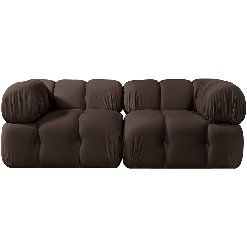 Meridian Furniture Orin Brown Velvet Performance Fabric 2 pc. Modular Sofa