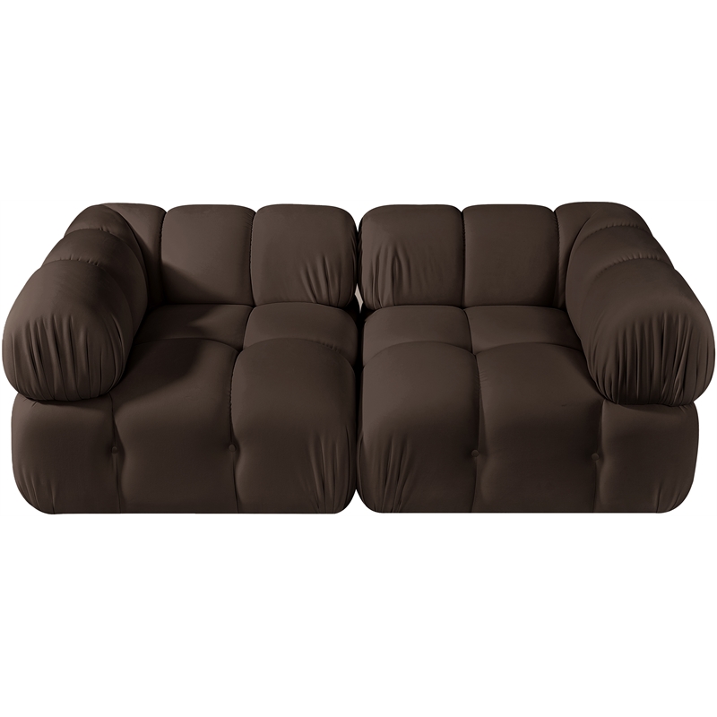 Meridian Furniture Orin Brown Velvet Performance Fabric 2 pc. Modular Sofa