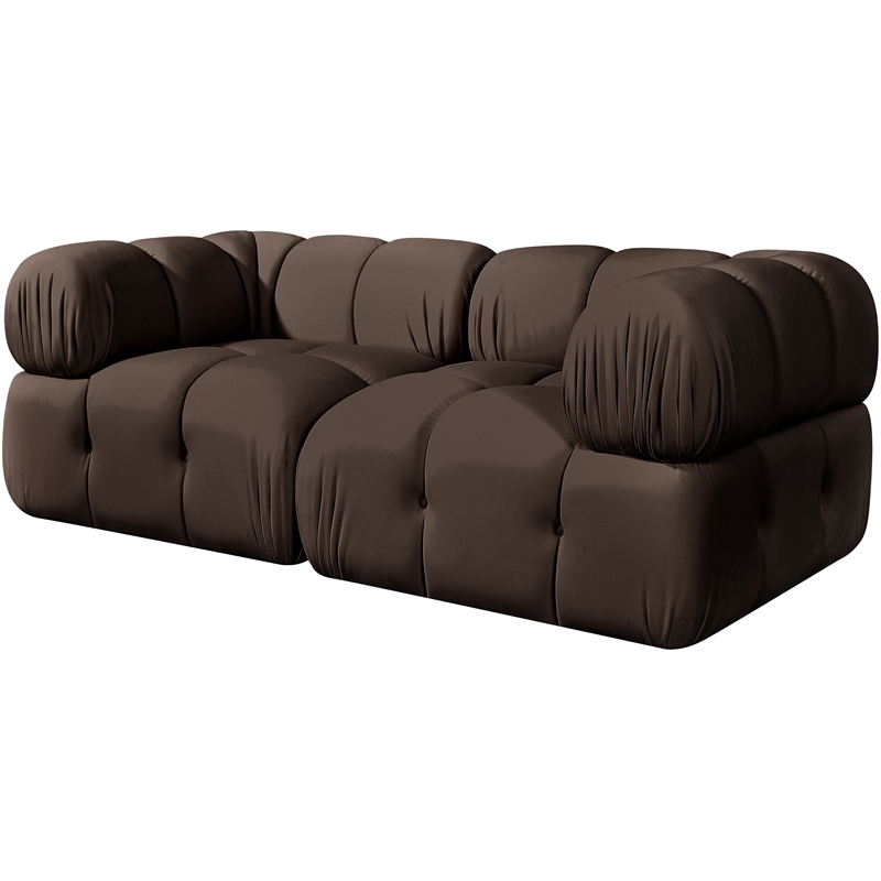 Meridian Furniture Orin Brown Velvet Performance Fabric 2 pc. Modular Sofa