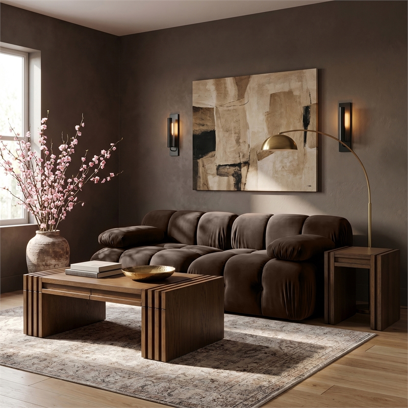 Meridian Furniture Orin Brown Velvet Performance Fabric 2 pc. Modular Sofa
