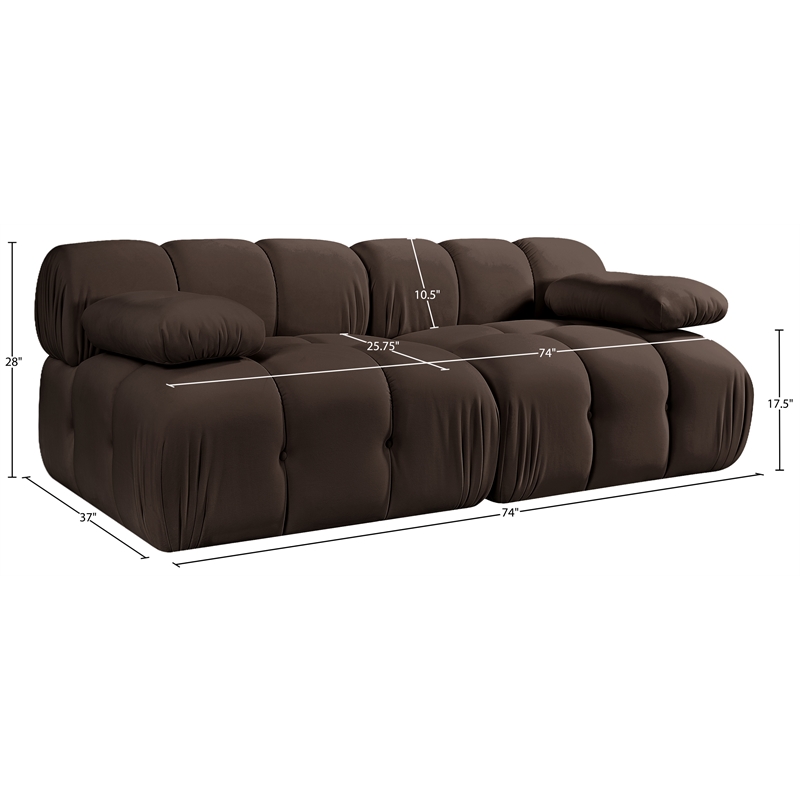 Meridian Furniture Orin Brown Velvet Performance Fabric 2 pc. Modular Sofa