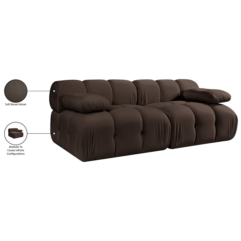 Meridian Furniture Orin Brown Velvet Performance Fabric 2 pc. Modular Sofa