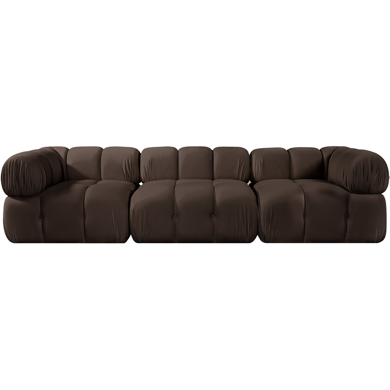 Meridian Furniture Orin Brown Velvet Performance Fabric 3 pc. Modular Sofa
