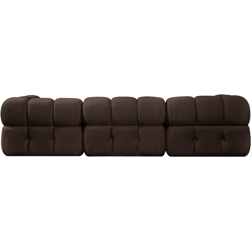 Meridian Furniture Orin Brown Velvet Performance Fabric 3 pc. Modular Sofa