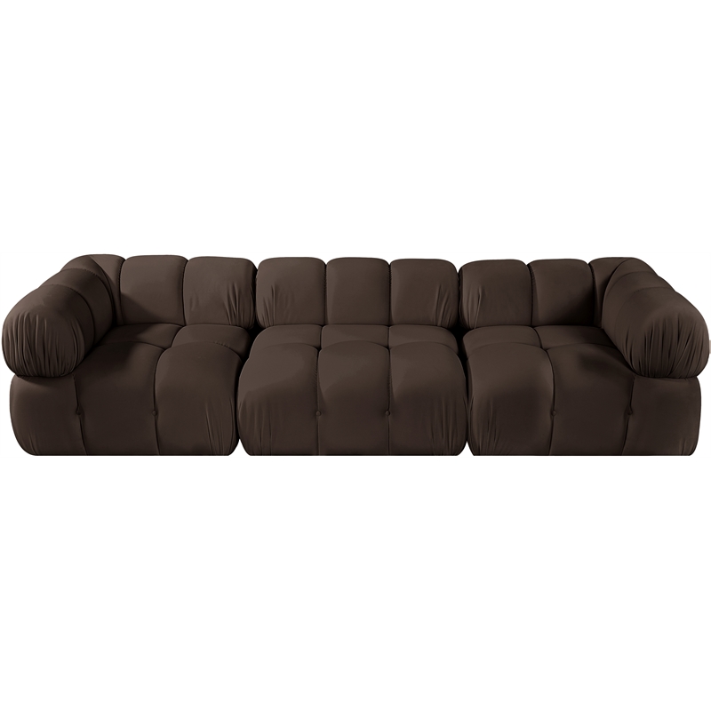 Meridian Furniture Orin Brown Velvet Performance Fabric 3 pc. Modular Sofa