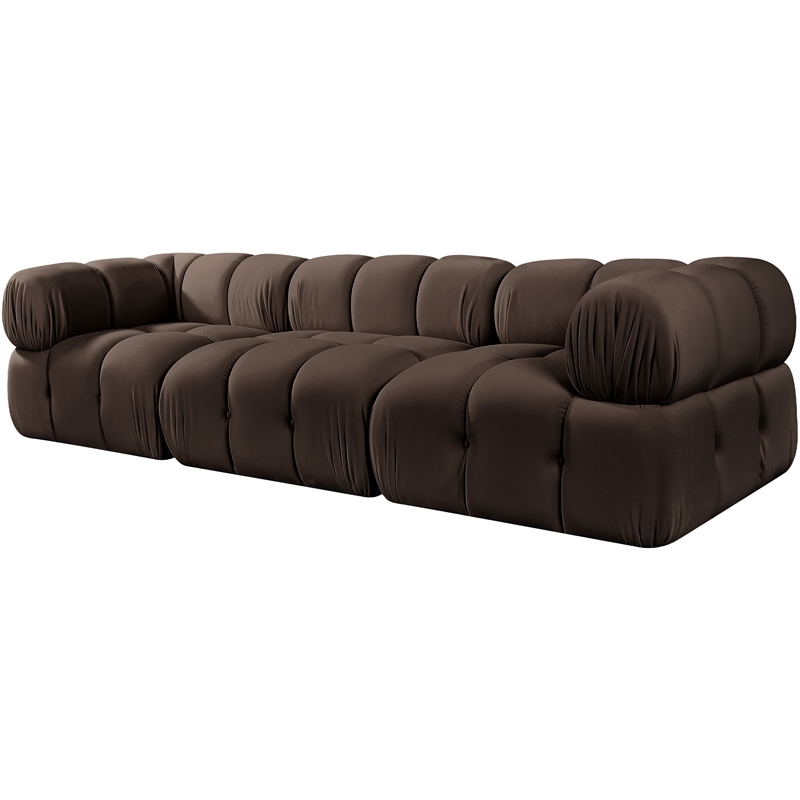Meridian Furniture Orin Brown Velvet Performance Fabric 3 pc. Modular Sofa
