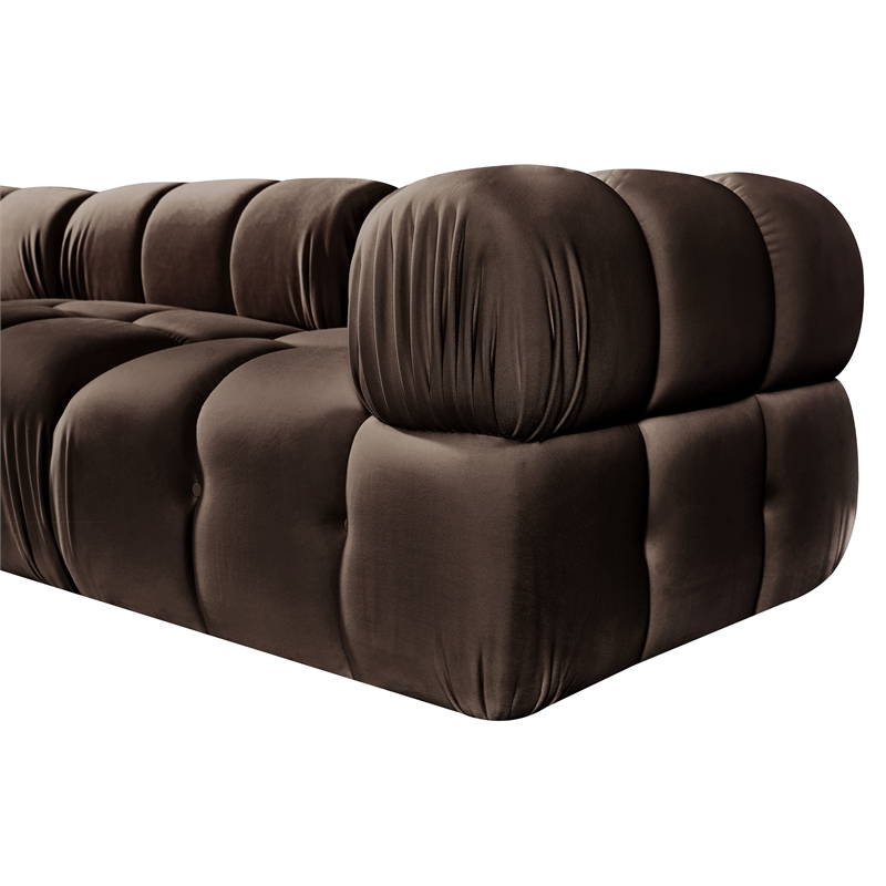 Meridian Furniture Orin Brown Velvet Performance Fabric 3 pc. Modular Sofa